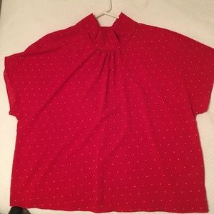 Vince Camuto Red Polka-Dot Short Sleeve Blouse